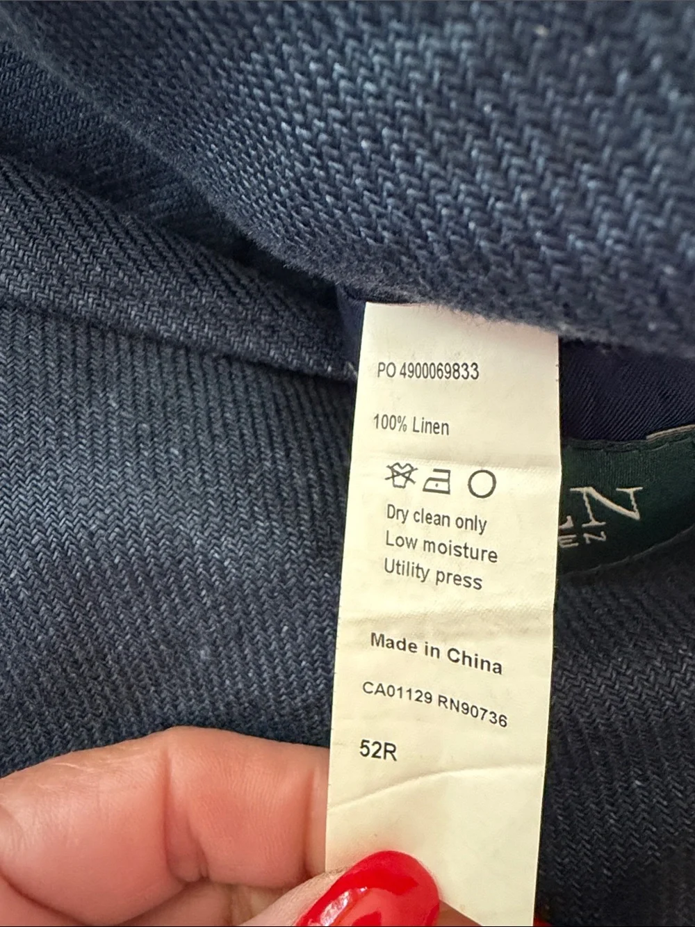 Lauren Ralph Lauren Blue Textured Sport Coat Sz 52L